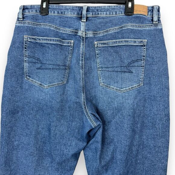 American Eagle Mom Jeans 16 R Women’s High Waisted Relaxed Fit Denim Dark Wash - Picture 5 of 12